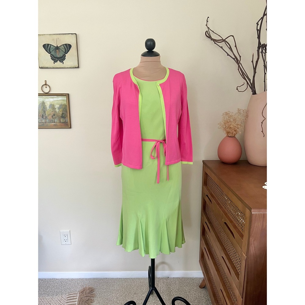 Vintage Spencer Jeremy Y2K Silk Dress & Cardigan Set